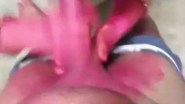 Holi color hot blowjob sex with Didi