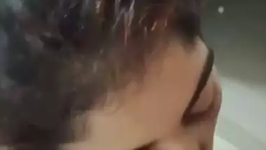 Attractive eyes desi girl giving blowjob to manager