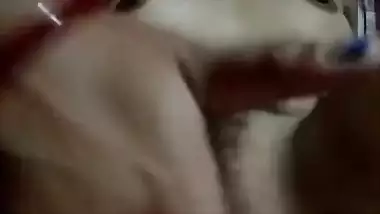 Slim girl hairy pussy fingering and licking wet fingers